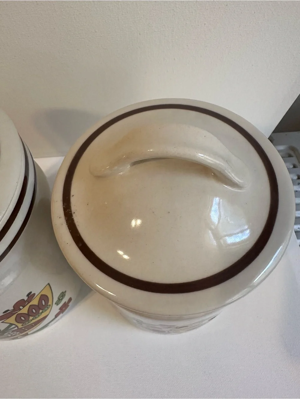 Set of 2 Vintage Retro Ceramic Bird Canister Set